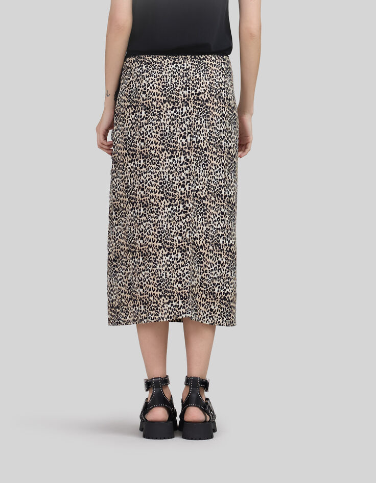 Schwarzer Damenrock mit Leo-Rock-Print-3