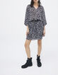 Women’s navy tachist print short dress-2