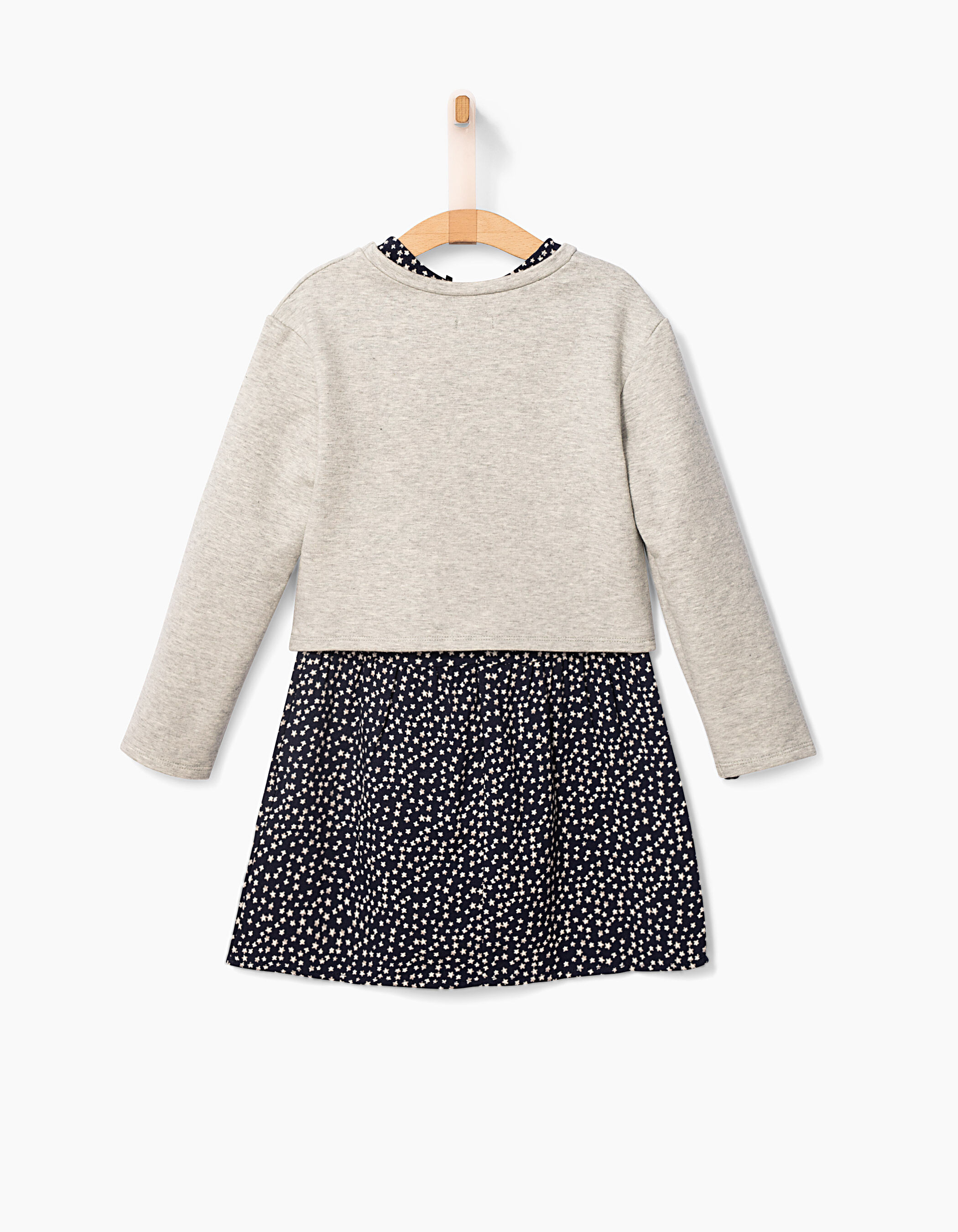 Robe 2 en 1 etoiles et sweat gris fille IKKS