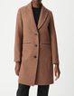 Manteau long rouge motif pied-de-poule Femme-2