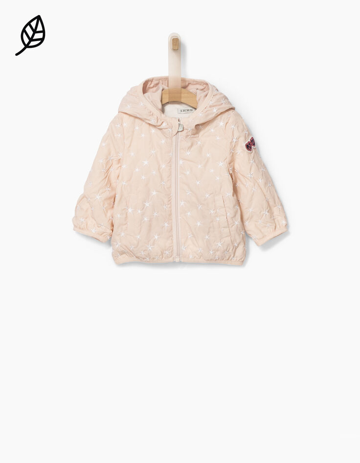 Blouson rose poudré brodé étoiles bébé fille-1