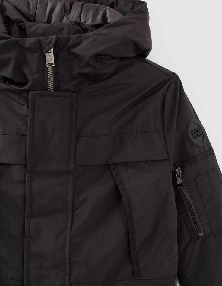 Parka 2 en 1 negra y plumas sin mangas ni&ntilde;o-2