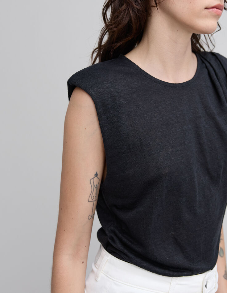 Ärmelloses schwarz T-Shirt mit Rundhalsausschnitt Segel-4