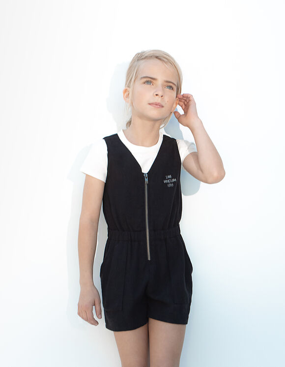 Girls’ black 2-in-1 playsuit with T-shirt