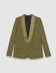 Women’s khaki recycled polyester crepe suit jacket-5