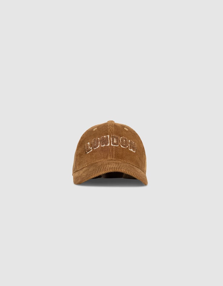 Casquette beige velours côtelé message bouclette Femme-2 Casquette beige velours côtelé message bouclette Femme-2
