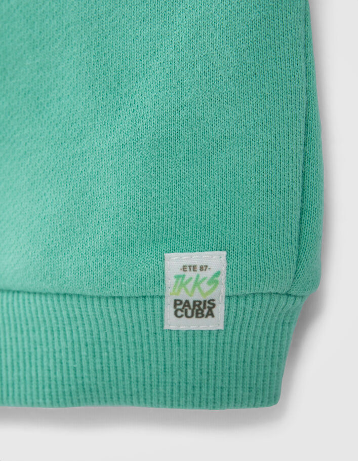 Baby boys’ green sweatshirt fabric cardigan, goggles hood