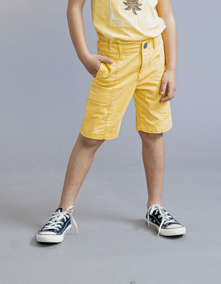 Boys' yellow cargo Bermuda shorts-8