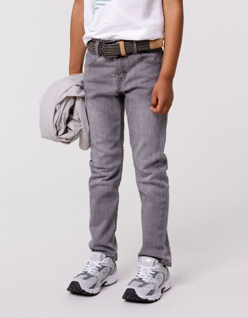 Grijze SLIM jeans gevlochten riem jongens - IKKS