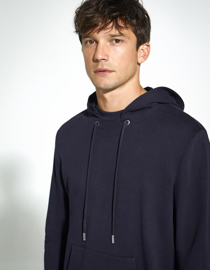 Sudadera azul oscuro ecológico capucha Hombre-1