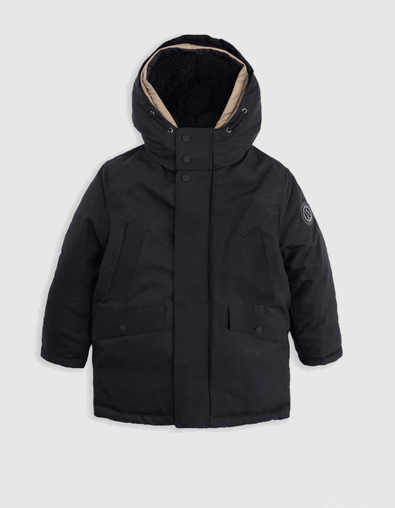 Parka 3 en 1 negra con plumas reversible niño - IKKS