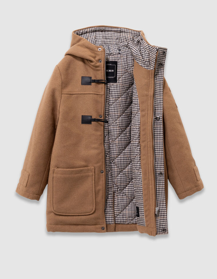 Beige wollen jas met kap dufflecoatstijl jongens-6 Beige wollen jas met kap dufflecoatstijl jongens-6