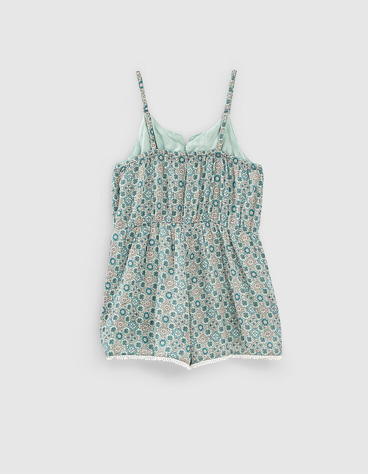 Mono corto aguamarina con estampado geométrico niña-3