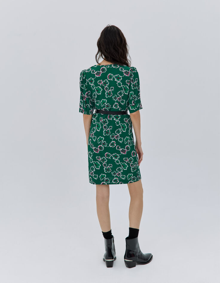 Robe verte maxi floral Femme-3