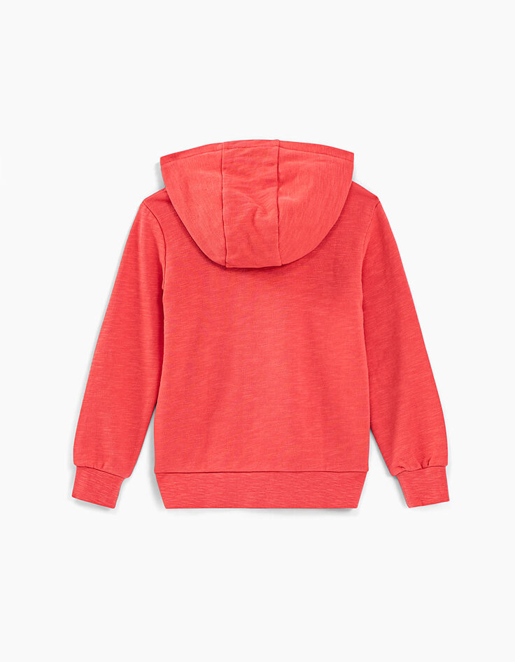 Sweat corail à capuche motifs embossés garçon -4