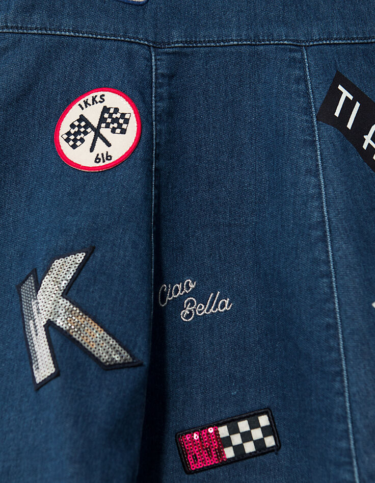 Robe trapèze en jean, avec broderies fille-7