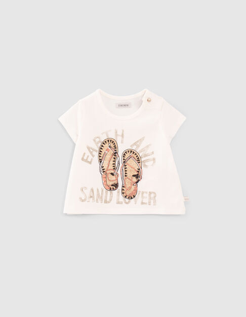 Baby girls' off-white flipflop image T-shirt