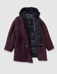 Girls’ black check coat with hooded facing-6