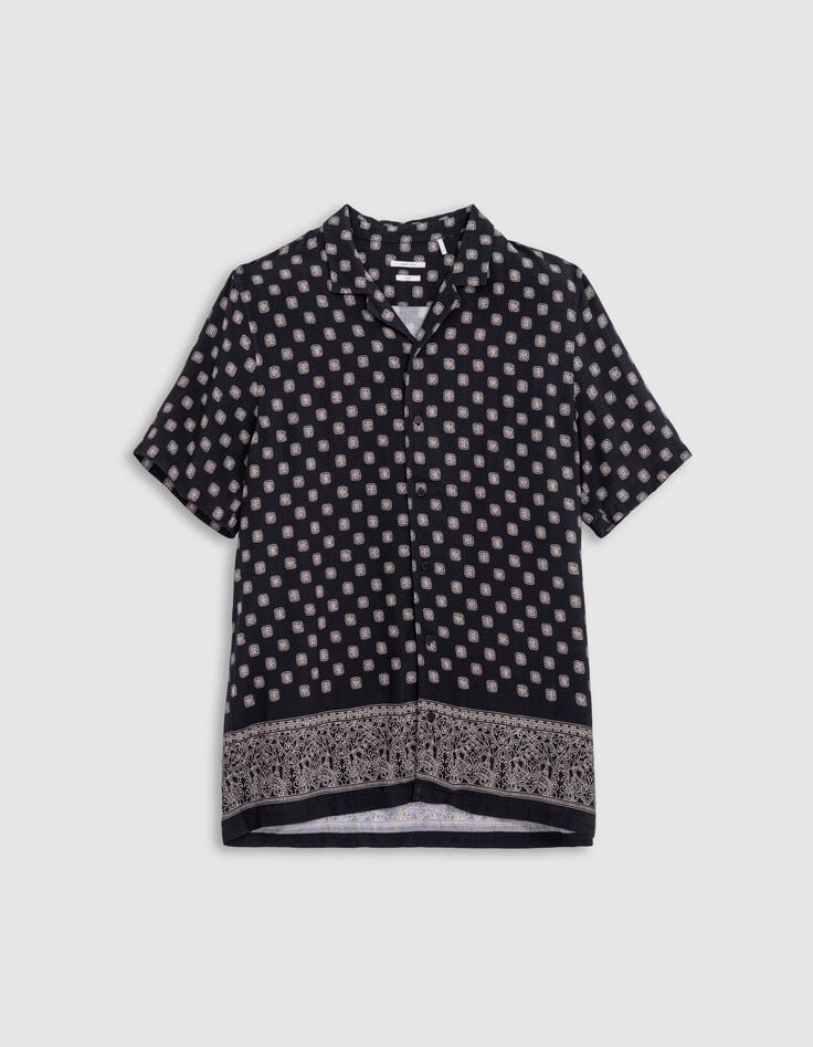 Zwart REGULAR overhemd print Balinese motieven Heren-5