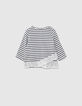 Camiseta marinera blanco roto rayas estampado bebé niña-2