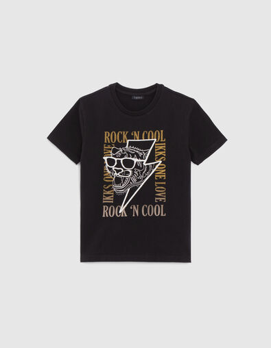 Schwarzes Jungen-T-Shirt mit Tiger mit Sonnenbrille - IKKS