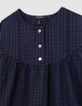 Marine kariertes 2-in-1-Kleid und Biker-Weste für Mädchen-2