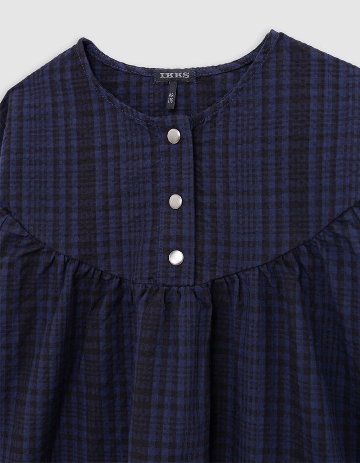 Marine kariertes 2-in-1-Kleid und Biker-Weste für Mädchen-2