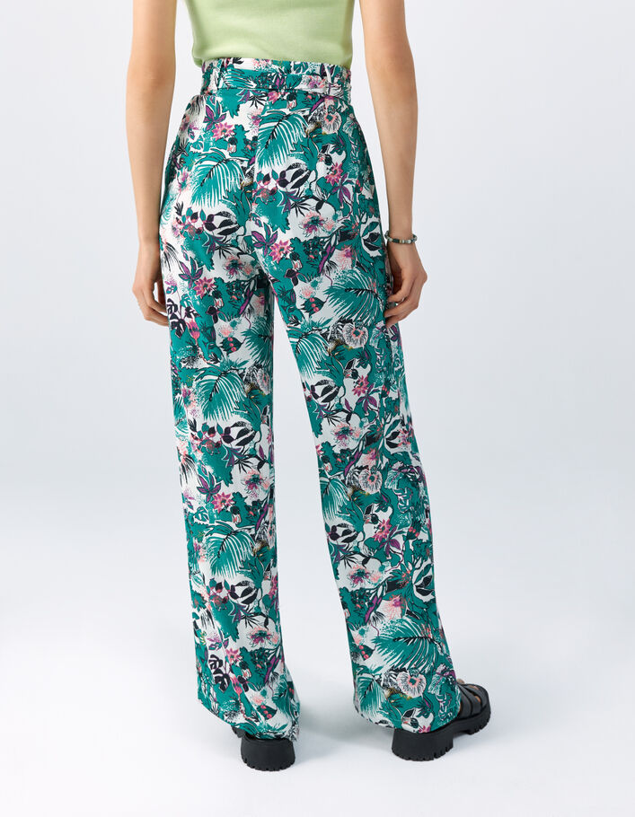 Pantalón ancho estampado verdes - Mujer