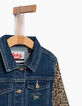Veste en jean stone blue à manches léopard fille-2