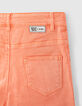Short en jean corail fluo zippé à taille haute fille -5