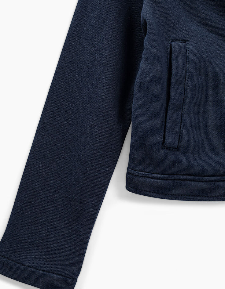 Veste navy esprit motard en molleton fille-5