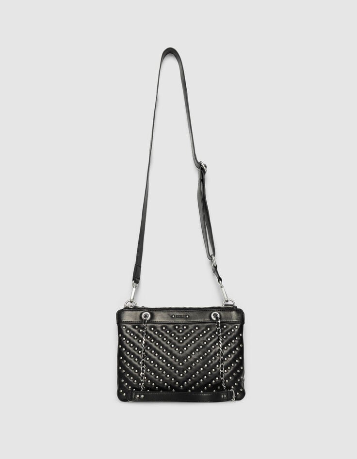 Women’s black quilted studded leather 1440 Reporter clutch-4 Women’s black quilted studded leather 1440 Reporter clutch-4