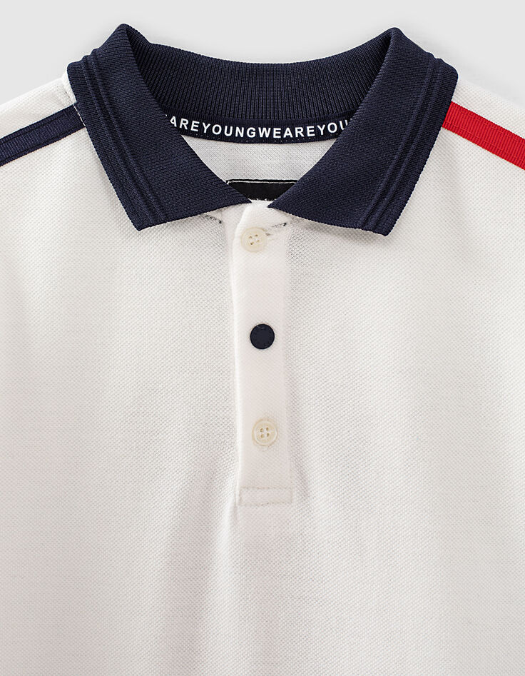Polo blanc, rouge et navy garçon -2
