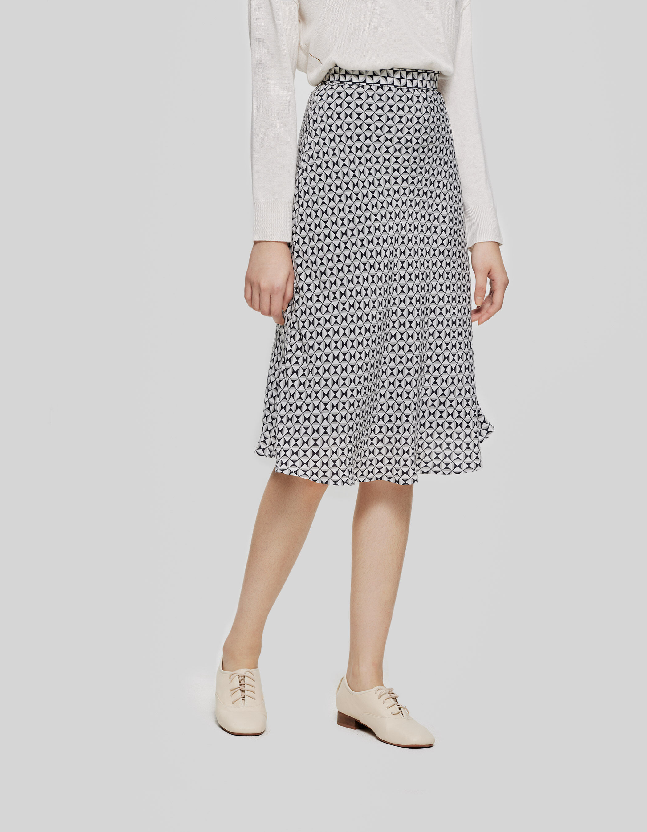 Gebroken witte rok met geometrische print Dames IKKS