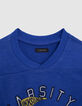 T-shirt bleu électrique coton bio visuel bouledogue garçon-4