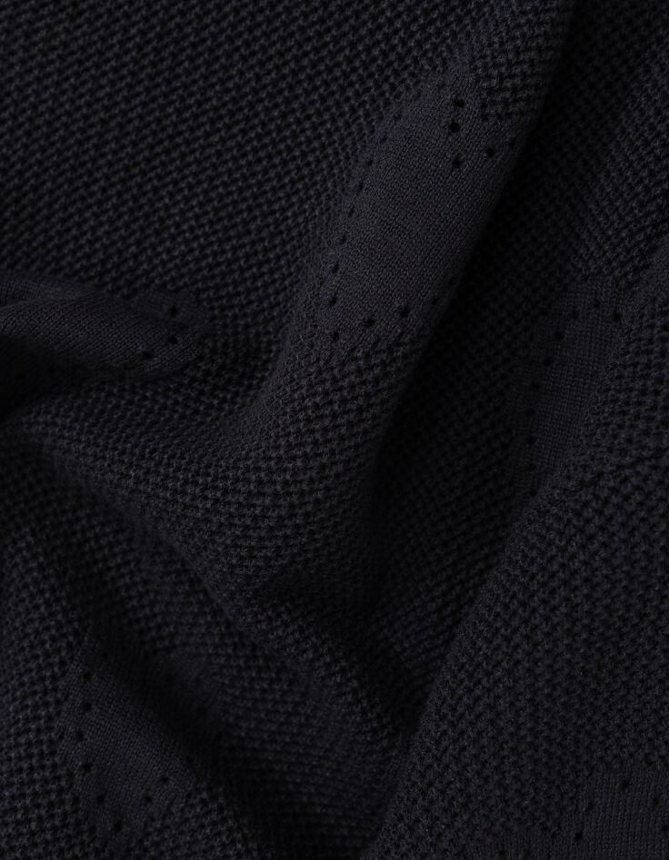 Pull noir tricot ajouré motif cœurs fille-8