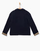 Marineblaue Mädchen-Strickjacke mit Spitzenkragen-3