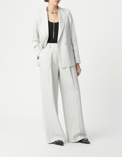 Women's grey sequined wide-leg suit pants - IKKS