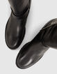 Women’s black leather biker-style boots with lugged sole-6