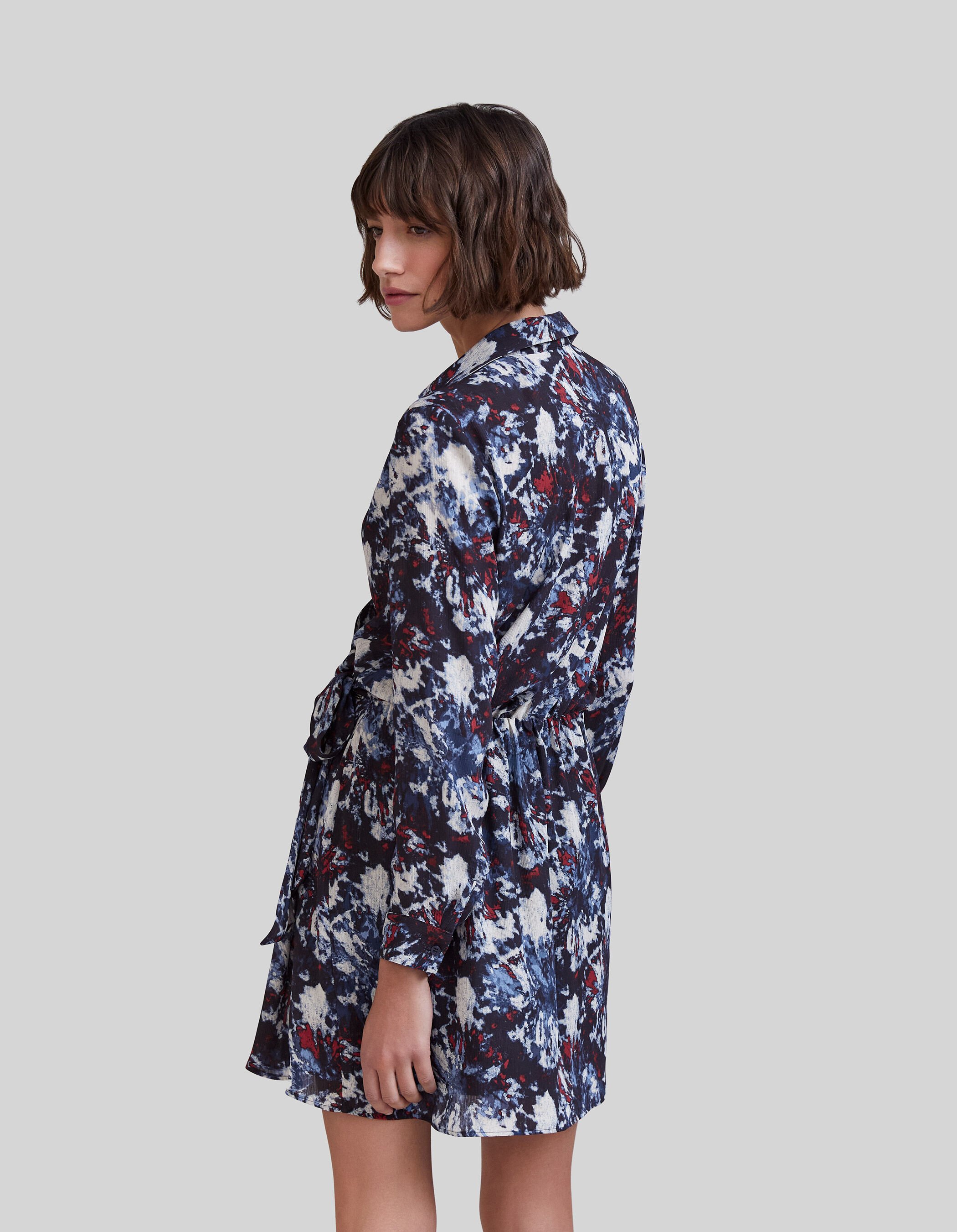 Robe marine recyclee imprime fleur batik Femme IKKS
