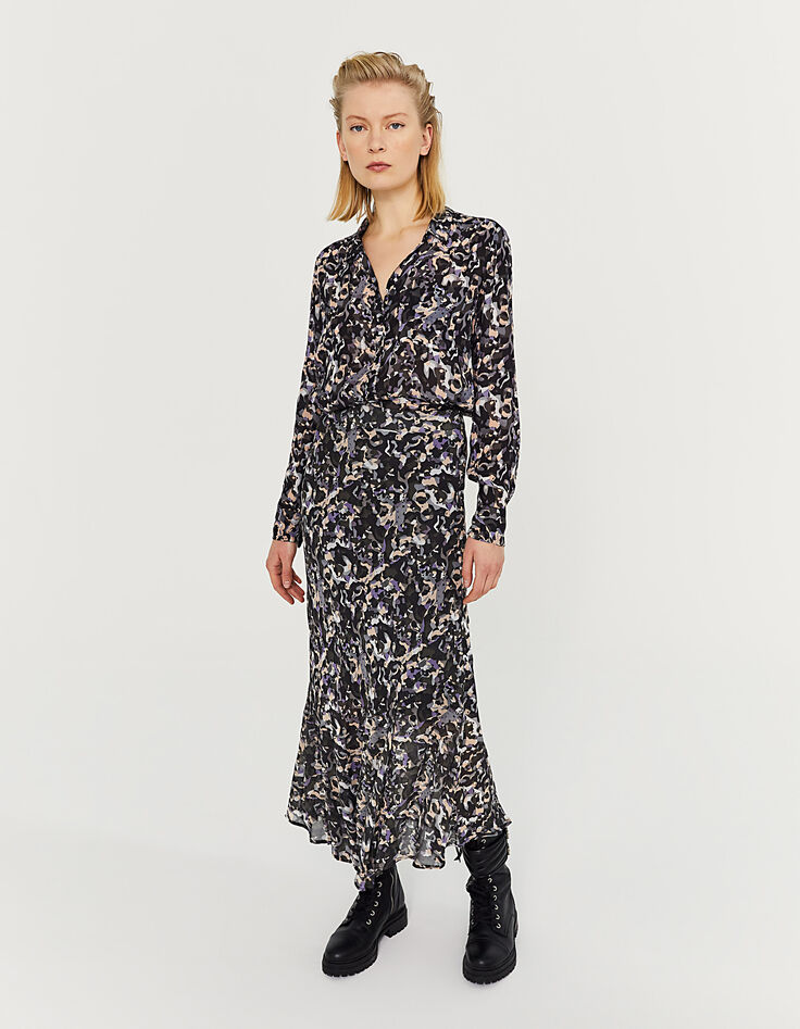Falda larga trapecio camuflaje mujer-1