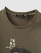 Camiseta caqui algod&oacute;n BCI calavera rizo ni&ntilde;o -2