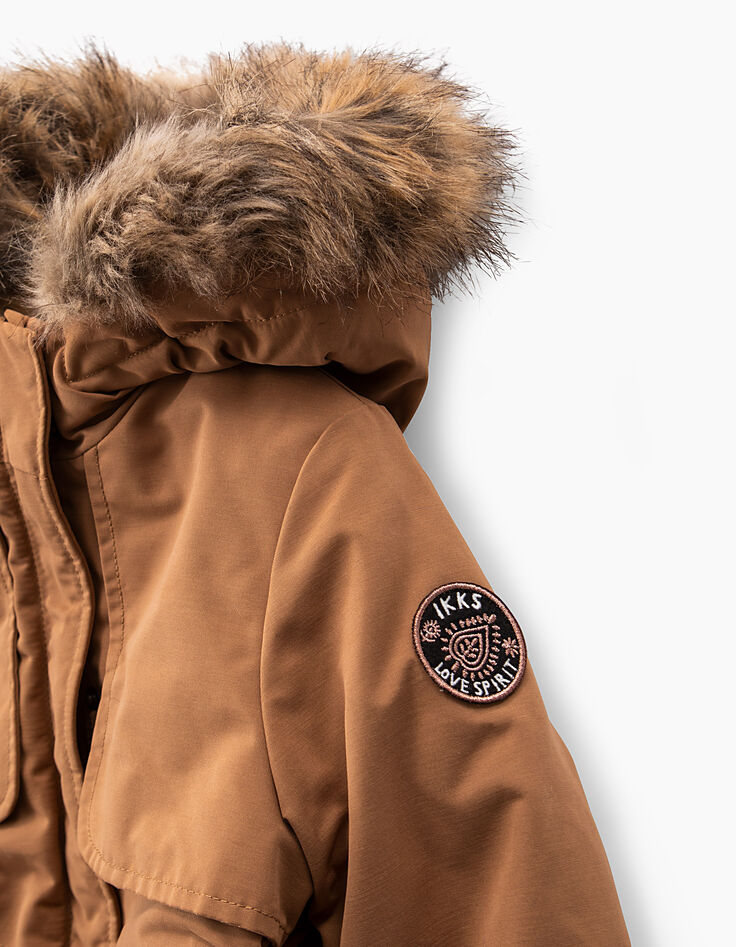 Parka caramel fourrée fille-5