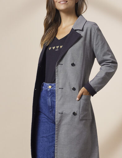 Trench reversible negro motivo pata de gallo I.Code