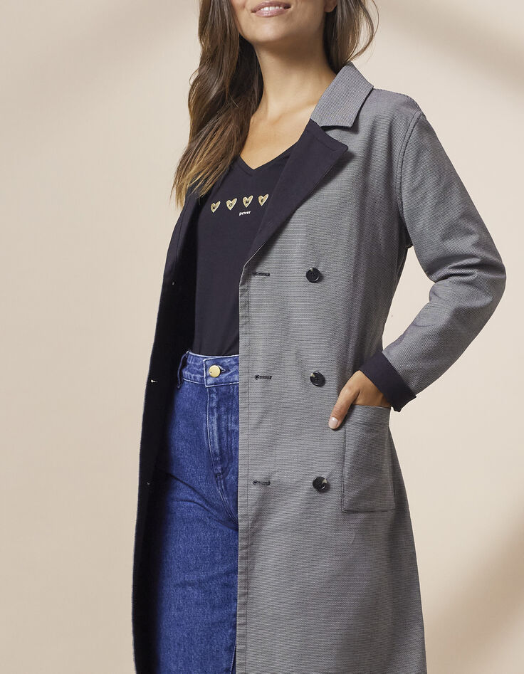 Trench reversible negro motivo pata de gallo I.Code-1