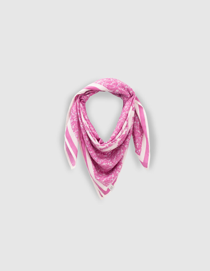 Vierkante roze sjaal bloemenprint meisjes-2
