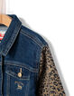 Veste en jean stone blue à manches léopard fille-5