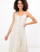 Robe longue fines bretelles imprimé feuilles Icode-5