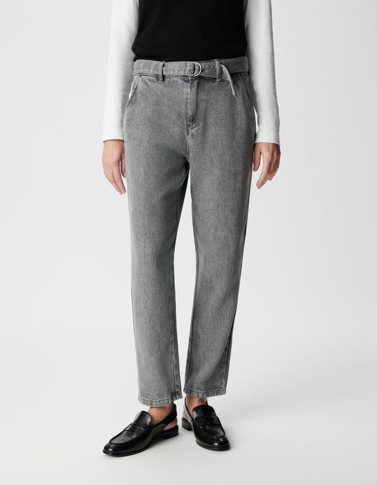 Women&rsquo;s grey Lyocell&reg; baggy cropped jeans-2