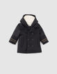 Baby boys’ navy parka with black quilted facing-1